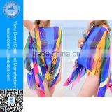 Hot selling super big colorful sexy mature beach pareo rayon cover up beach dress