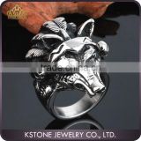 KSTONE Men's Silver 316L Stainless Steel animal skull biker ring