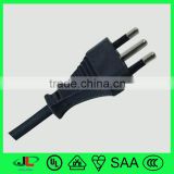 10A250V IMQ approval Italy semi-insulating 3 round pin plug IMQ Italy 3 core ac power cord