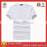 v-neck cotton t-shirts blank men wholesale plain white t-shirts