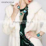 Wholesale New Style Pure White Mink Jacket Elegant Fur Coats for Women thumbnail-5