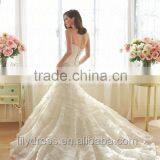 Romantic Sexy Mermaid Wedding Dresses 2016 Graceful Lace Tiered Ruffles Beaded Sweetheart Court Train Bridal Gowns ML021 thumbnail-2
