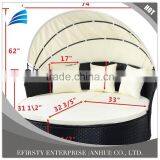 Outdoor Patio Wicker Rattan Sofa Furniture Round Retractable Canopy Daybed Black thumbnail-3