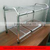Under Sink 2 Tier Expandable Organizer Shelf Silver thumbnail-1