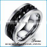 High Quality Mens Black Smooth Titanium Stainless Steel Biker Ring thumbnail-1
