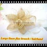Luxury Large Linen Flax Brooch / Hairband With Rhinestone
