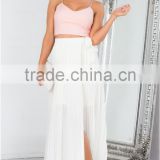 long Flown In Maxi Skirt in White long chiffon skirt LANCAI fashion casual skirt