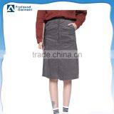 Pure Color Plus Size Fancy New Lady Fashion Vintage Dress Names Latest Long a Line Skirt Design in Corduroy Fabric With Bottons thumbnail-1