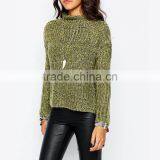 New Arrival Customized Ribbed Knitwear Sweater Stitch High Low Jumper With Side Splits thumbnail-2