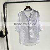 GZY White Linen Fabric for Shirt Long Sleeve Stock Export China 2017 Wholesal Guangzhou Comfortable and Causal Model