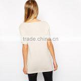 Womens Deep v Neck Short Sleeve Plain Peruvian Cotton t Shirt thumbnail-3