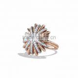 Two Tone Plated CZ Studded Flower Ring thumbnail-1