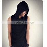 Hot Sale Custom 100% Cotton Sleeveless Plain White Pullover Hoodie thumbnail-4