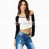 Fashion Type Long Sleeves Ladies Sexy Crop Top Tee Shirts thumbnail-1
