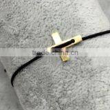 Stainless Steel Small Christian Cross Charm Elastic Black String Adjustable Bracelet Hand Braid Simple Stretching Cord Bracelet thumbnail-3