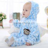 Kids Cartoon Thick Coral Velvet Embroidery Romper Climb Clothes Baby Romper thumbnail-2