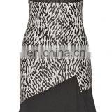 Fashion Lace Dress Designs Black Hot Sexy Photos Mini Dress Crepe Paneled Lace Dress thumbnail-2