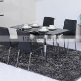 Hot sale Extendable size Chromed leg Tempered glass dining table PDT14916