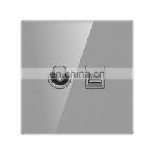 Type 86 UK/EU Standard TV And Phone Wall Socket 16A Organic Glass Panel Socket And Switches Electrical