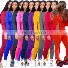 Custom Brand Women Jogger 2 Piece Pants Set Sweatsuit For Women 2021 Jogging Suit Tracksuit Top+pants Zipper Coat thumbnail-1