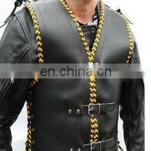 Genuine Leather Custom Motorbike Motorcycle Racing Riding Leather Club Vest Waistcoat New Zealand Style Motorcycle Vest thumbnail-2