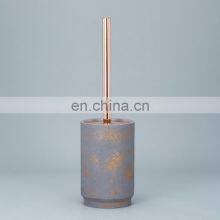 Grey Round Cement Home Decoration Accessories Golden Pattern Concrete Bathroom Sets thumbnail-3