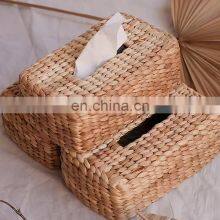 Hot Sale Handwoven Water Hyacinth Rectangular Tissue Box Cover Holder Bathroom Decoration Vietnam Manufacturer thumbnail-2