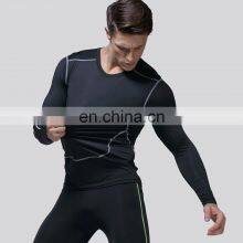 Gym Compression Shirts Quick Dry Long Sleeve Men Factory Sales Bodybuilding Tops 70polyester 30spandex thumbnail-4