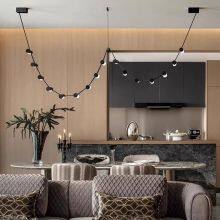 Masolight Leather Belt Zigzag LED Pendant Light | Linear Chandelier thumbnail-1