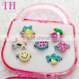 Happy Glitter Face Shaped Ring Plastic Toy Kids Finger Plastic Ring for Children thumbnail-1