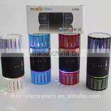 Metallic Super 3D Sound Effect Flash Led Lighting Portable Mini Bluetooth Speaker With FM Radio and Hands Free Call