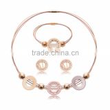 Wholesale New Design Fashion Steel Necklaces Women Luxury Statement Diamond Jewelry Suit SKJT0526