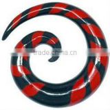 Red Water Buffalo Horn Zebra Flame Buffalo Spiral, Ear stretcher