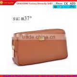 Brown PU leather toiletry bag