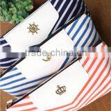New Canvas Navy Marine Stripe Zipper Pouch Bag Pen Box thumbnail-6