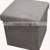 Strong! Khaki Suede Foldable Storage Ottoman thumbnail-1
