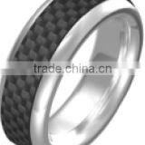 Top Quality 2016 Latest Design Fashion Titanium Rings for Men Carbon Fiber Titanium Ring Band thumbnail-1