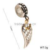 Wholesale Angel Feather Wing Golden Heart Dangle Pendant Feather Charms thumbnail-4