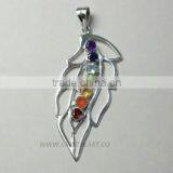 CHAKRA FANCY LEAF SILVER 925 PENDANT thumbnail-1