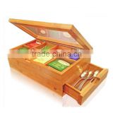 hot selling FSC&SA8000 drawer wooden tea bags storage packing gift box