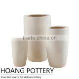 Tall Round White Glazed Ceramic Planters Indoor Decor thumbnail-1