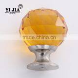 Warm Amber Brass Base Kitchen Furniture Accessories Glass Pull Knobs