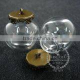 Round Vintage Style Bronze Bulb Vial Glass Bottle With 25mm Open Mouth DIY Pendant Charm Glass Dome Supplies 1810425 thumbnail-2