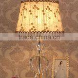 Concise Design Clear K9 Crystal Table Lamp With White Color Lace Lampshade thumbnail-1