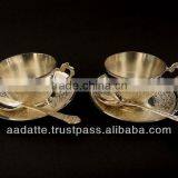 New Design Silver Plated Gift Item Beautiful Hand Carved High Quality Cup Plates Tea Set thumbnail-2