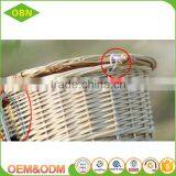 China Custom Handmade Removable Pink New Wicker Rattan Bicycle Basket With Lid thumbnail-6