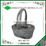 Woven rattan flower basket with handle
