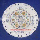 Marble Inlay Round Plate, Decorative Marble Plate thumbnail-1