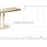 Golden Polished Stainless Steel Base Glass Console Table thumbnail-2