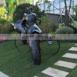 Fiberglass Lover Sculpture With Bike thumbnail-5